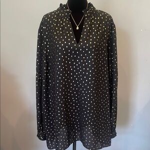 Black Blouse with Gold Polka Dots lane Bryant